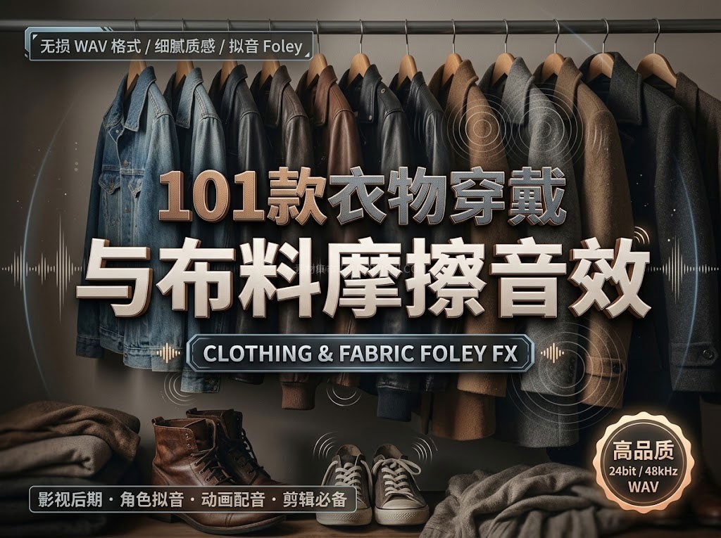 100首衣物布料摩擦拟音无损音效WAV